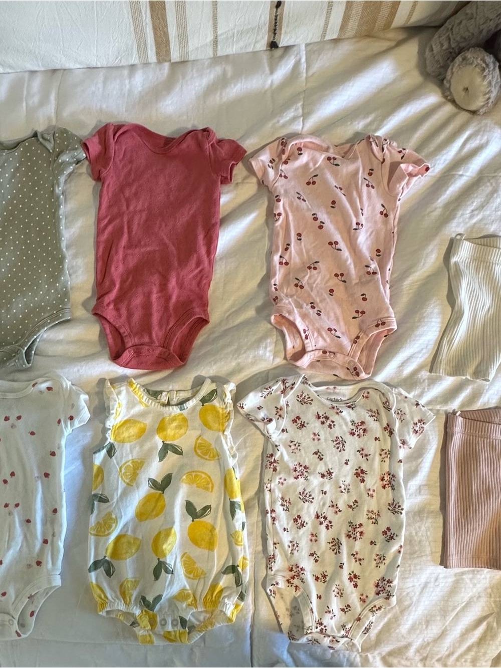 Carter's Pink & Light Pink Cherry Print Baby Bodysuits
